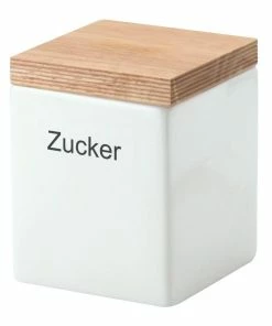 Continenta Vorratsdose Quadratisch Aus Keramik Mit Holzdeckel